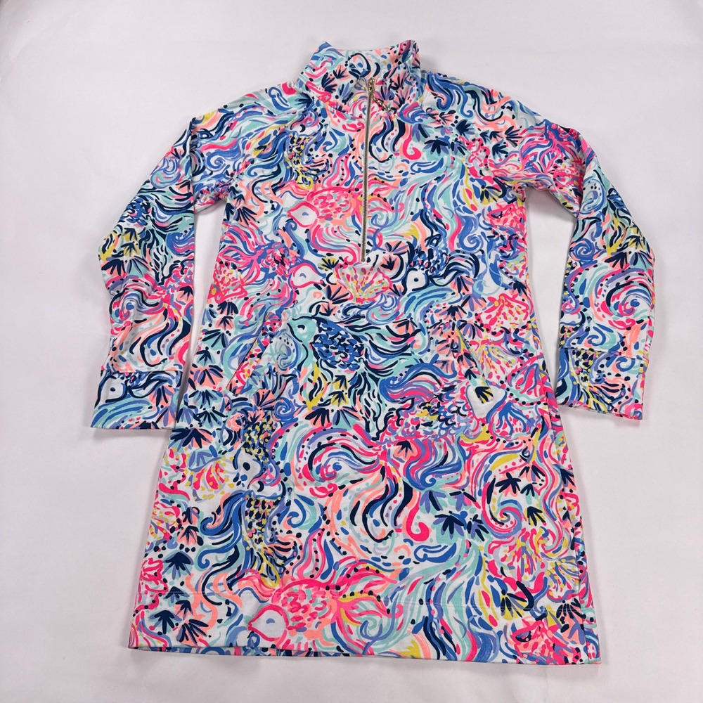 Lilly Pulitzer Womens Skipper Midi Dress Small Multi Sea to Shining Sea Half-Zip